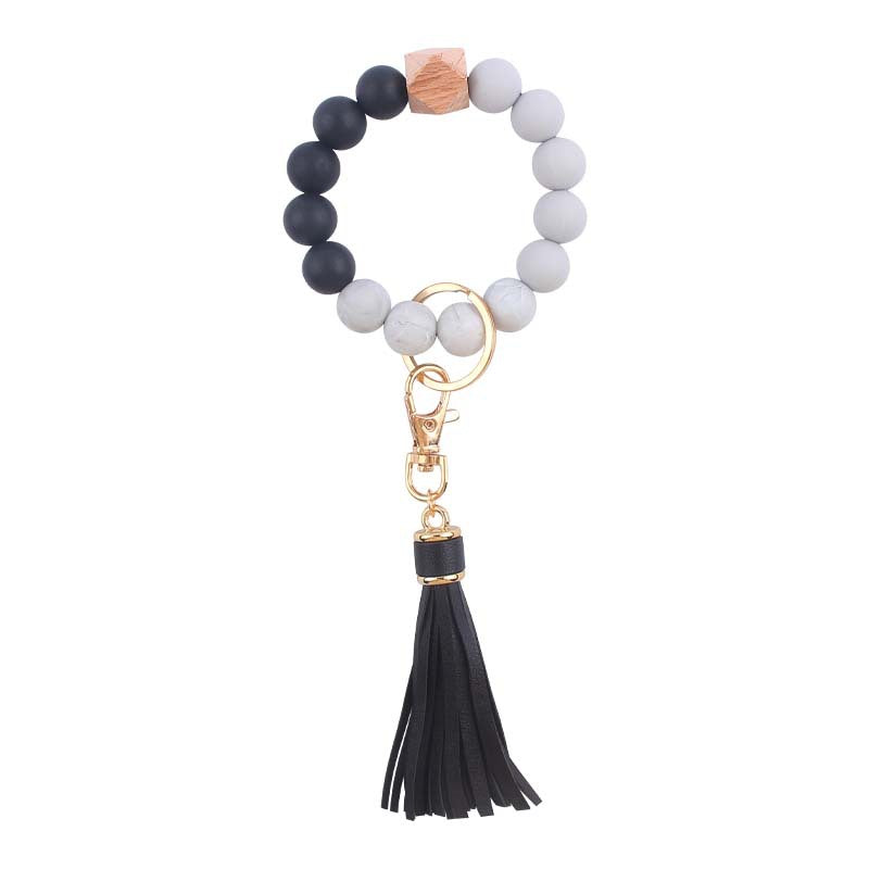 Wholesale Leather PU Tassel Silicone Wrist Keychain